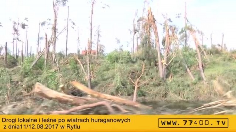 Zniszczone lasy przez wiatr huraganowy w Rytlu.mp4
